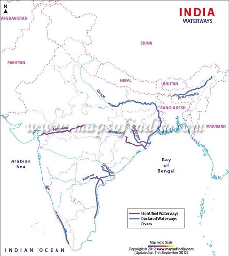 Inland Waterways Map of India | World geography map, India world map ...