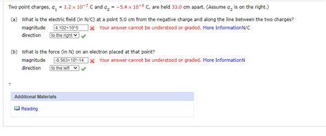 Solved Two Point Charges Q112×10−7c And Q2−54×10−8c