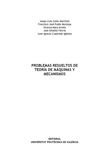 Problemas Resueltos De TeorÍa De MÁquinas Y Mecanismos Ejercicios De