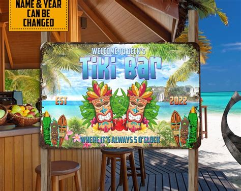 Personalized Tiki Bar Metal Sign Margaritaville Sign Beach Tin Sign Bar