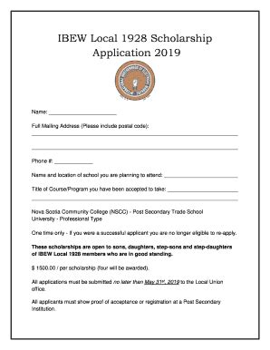 Fillable Online Ibew Local Scholarship Application Fax Email