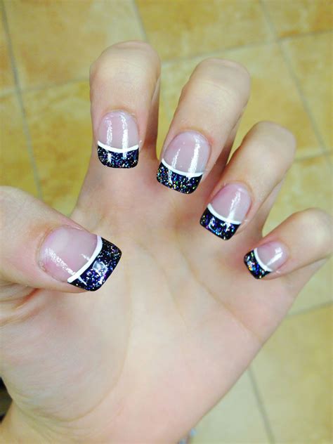 Purple Glitter Tips Nail Design