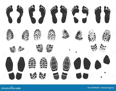 Footstep Icon Footprint Black Symbols Collection Bare Human Feet And