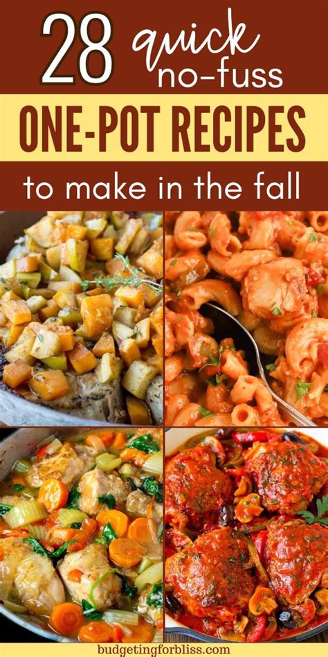 The Cover Of 28 Quick No Fuss One Pot Recipes To Make In The Fall