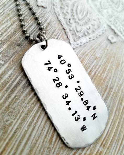 Coordinates Necklace-dog Tag Necklace-mens Necklace-gift for | Etsy