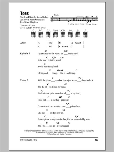 Toes by Zac Brown Band - Guitar Chords/Lyrics - Guitar Instructor