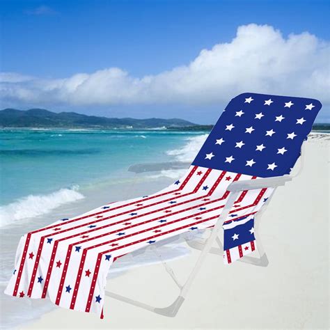 Beach Chair Cover with Side Pockets，Microfiber Chaise Lounge Chair ...