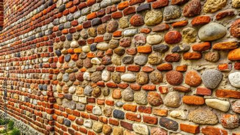 Weathered Ancient Cobblestone City Wall In Medieval England Features