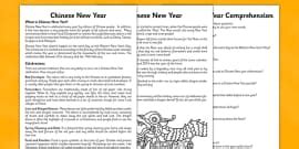 Ks Chinese New Year Differentiated Reading Comprehension