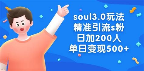 Soul30玩法精准引流s粉，日加200人单日变现500