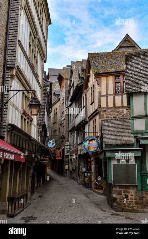 Empty Street Scene On Grande Rue Mont Saint Michel Mont St Michel