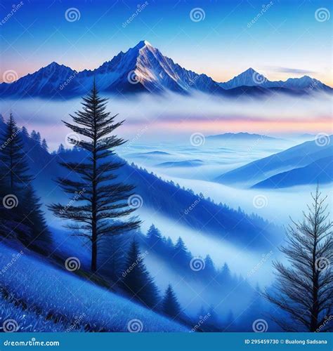 A Blue Mountain a Beautiful Landscape in Image Design Stock Illustration - Illustration of tools ...