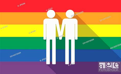 Illustration Of A Long Shadow Gay Pride Flag With A Gay Couple Pictogram Stock Vector Vector