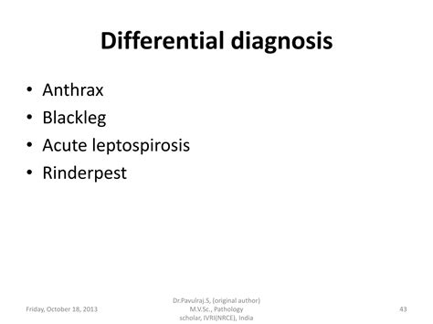 Common cattle diseases by Dr.Pavulraj.S, M.V.Sc., Pathology scholar, IVRI (NRCE), India | PPT