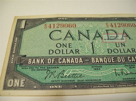 1954 Canada One $1. 00 Bill. Canadian 1954 Dollar Bill. Estate.