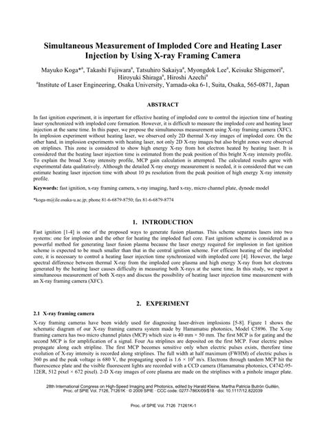 Pdf Simultaneous Measurement Of Imploded Core And Heating Laser