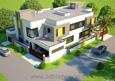 1 Kanal Corner Plot 2 House Design Lahore Beautiful House 1 Kanal Modern 3d Front Elevation