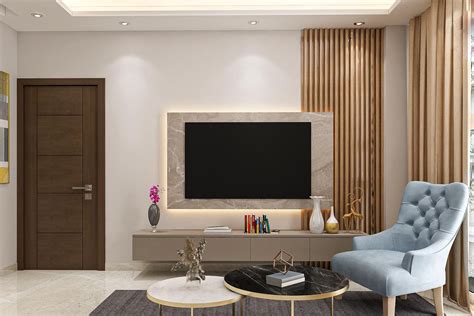 Contemporary Tv Unit Design With Strip Lighting Livspace