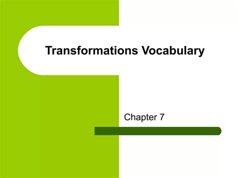 Transformations Vocabulary 2009 | PPT