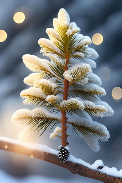 Premium AI Image Winter Spruce Tree Branch