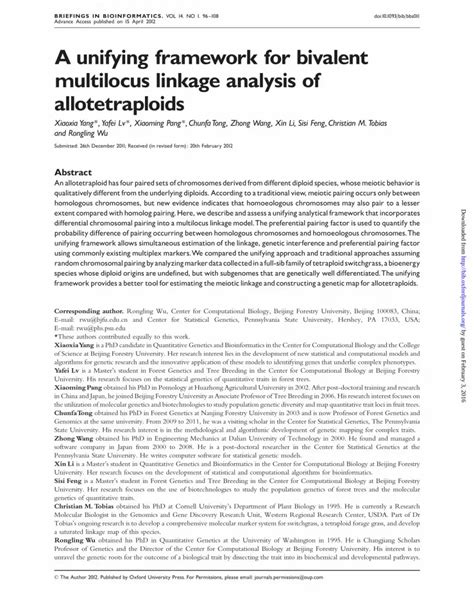 Pdf A Unifying Framework For Bivalent Multilocus Linkage Analysis Of