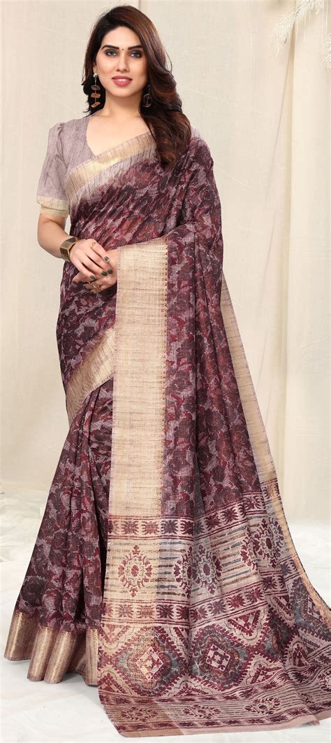 Traditional Red And Maroon Color Art Silk Silk Fabric Saree