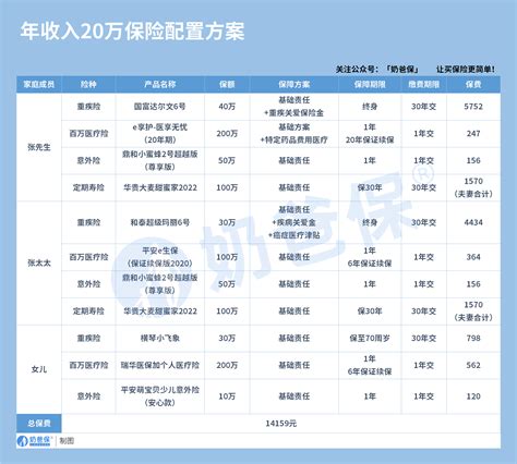 20万买什么保险好？年收入20万买多少保险合适？保险方案如何配置？ 奶爸保