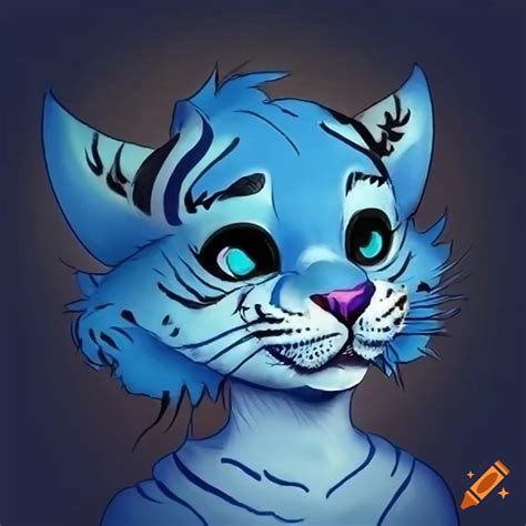 Smiling Blue Tiger Fursona