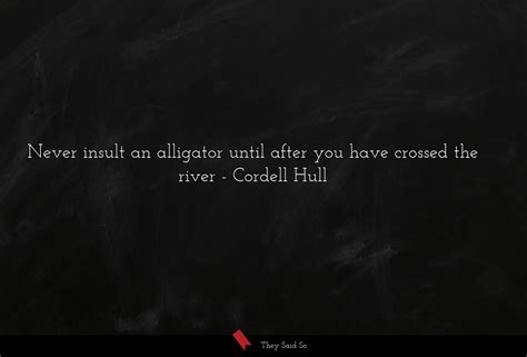 Cordell Hull Never Insult An Alligator Until After You Have Crossed