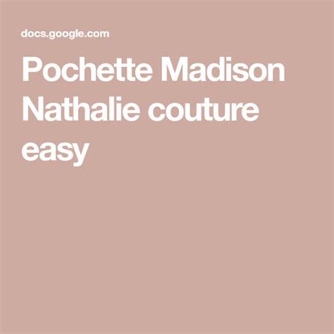 Pochette Madison Nathalie Couture Easy Couture Madison Easy