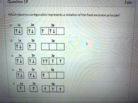 Question 19 5 Pts Which Electron Configuration Represents Violation Of