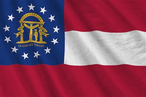 Premium Photo Georgia Us State Flag With Big Folds Waving Close Up