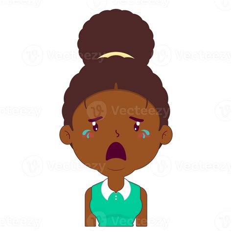 Afro Woman Crying Face Cartoon Cute Png