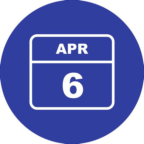 April 6th Date on a Single Day Calendar 496254 Vector Art at Vecteezy