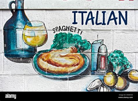 Wall art food. Illustration of food at an Italian restaurant Stock ...