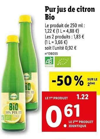 Promo Pur Jus De Citron Bio Solevita Chez Lidl