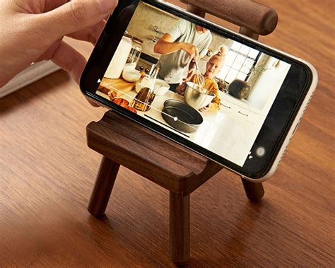 Wooden Cell Phone Holder Chair Handmade Walnut Phone Stand Etsy