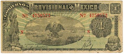 Peso Gobierno Provisional De Mexico Federal District Of Mexico