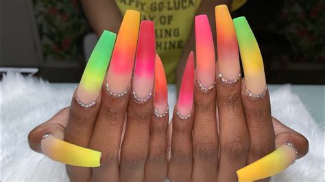 Acrylic Nails Tutorial XX Long Nails Color Acrylic Pride Nails