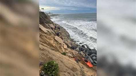 San Diego Rescue Teams Battle Tide To Save Man Trapped In Cliffside