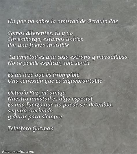 Cinco Poemas Sobre La Amistad De Octavio Paz Poemas Online