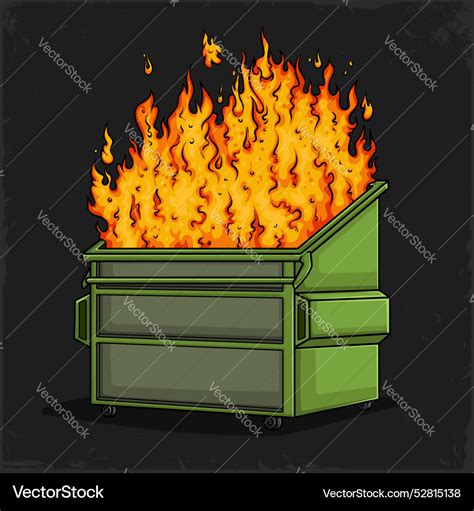 Hand Drawn Mismanaged Situation Dumpster Fire Vector Image