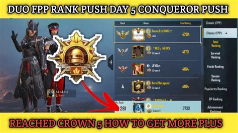 Duo Fpp Rank Push Day 5 Conquer Rank Push Reached Crown 5 Youtube