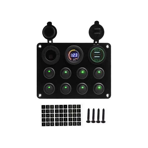 8 Key Cat Eye Rocker Switch Panel With Dual USB Voltage Display