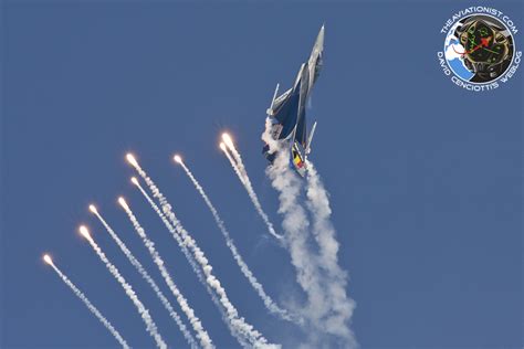 Flares! Flares! Flares! The BAF F-16 solo display during the Rome ...