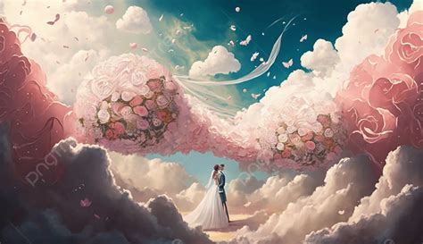 結婚式のロマンチックなピンクのファンタジー イラスト背景イラスト 結婚式 ロマンチック 結婚式の花背景画像素材無料ダウンロード