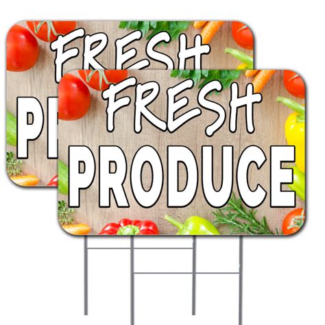 2 Pack Fresh Produce Yard Sign 16 X 24 Double Sided Print With