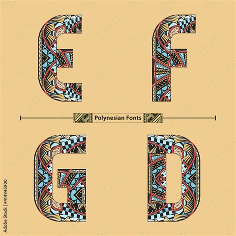 Alphabet Polynesian Style In A Set Efgh Stock Vector Adobe Stock