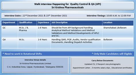 Sri Krishna Pharmaceuticals Ltd Walk In Interviews For Qc Qa On