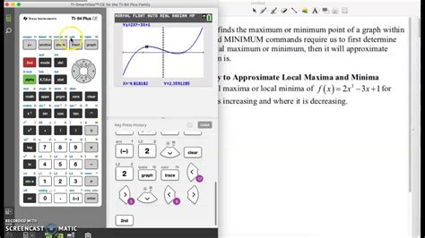 2 3 5 Finding Local Max And Min With Graphing Calculator YouTube